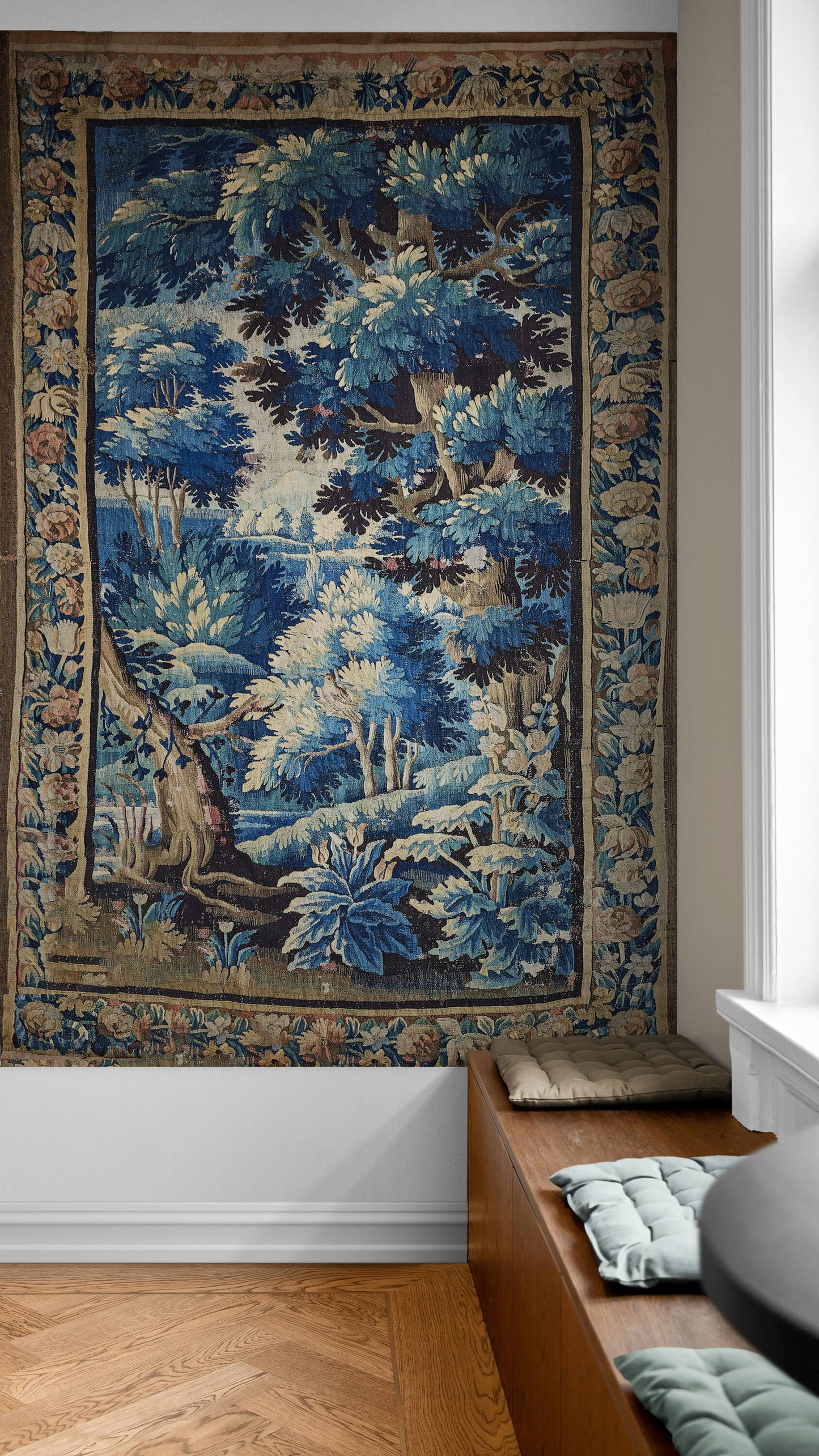 Beautiful Ultra Authentic Signature Impressive Verdure Tapestry Reproduction RE622305