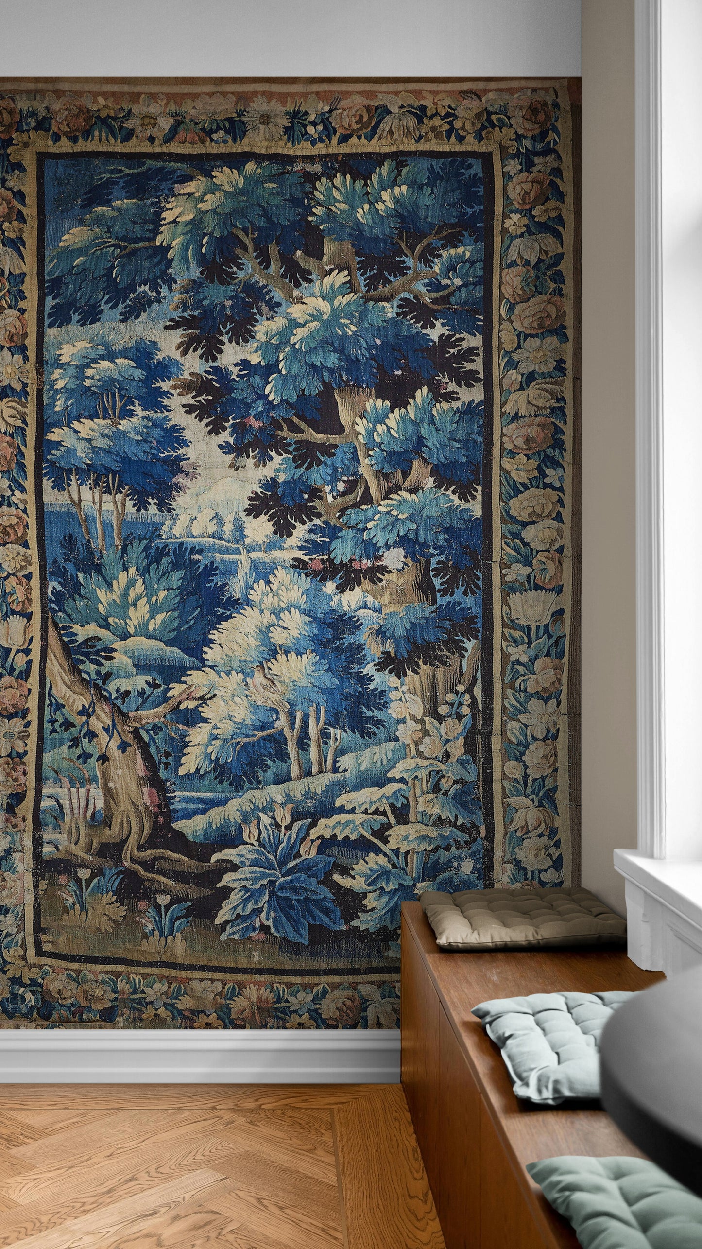 Beautiful Ultra Authentic Signature Impressive Verdure Tapestry Reproduction RE622305